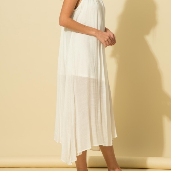 Off White Boho Thin Strap Midi Dress - Picture 2 of 4